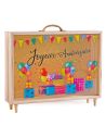Urne "Joyeux anniversaire" en bois et Verre Doré Pailleté - Dimensions : 35 x 30 x 7,5 cm