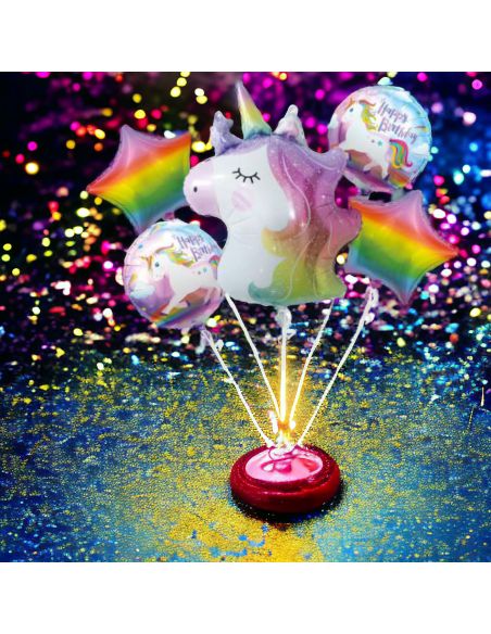 Lot De 4 Ballons Aluminium Licorne Multicolore / Dimensions : 52 cm et 35 cm