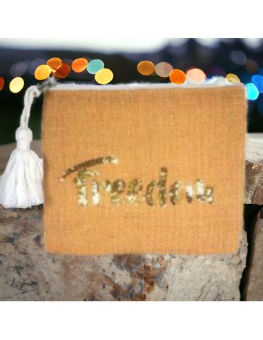 Sac Pochette en Jute avec Motif en Sequin - Dimensions : 22 x 18 cm