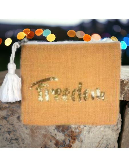 Sac Pochette en Jute avec Motif en Sequin - Dimensions : 22 x 18 cm
