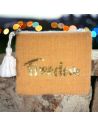 Sac Pochette en Jute avec Motif en Sequin - Dimensions : 22 x 18 cm