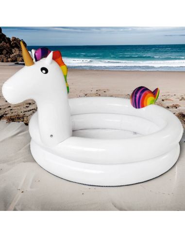 Accessoires de Plage / Piscinette Licorne Gonflable / Dimensions : 192 x 130 x 95 cm