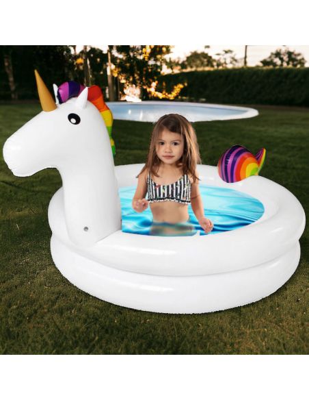 Accessoires de Plage / Piscinette Licorne Gonflable / Dimensions : 192 x 130 x 95 cm