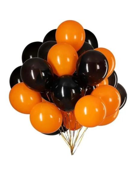 Pack de 40 Ballons Noirs et Oranges / Dimensions : 30 x 30 cm