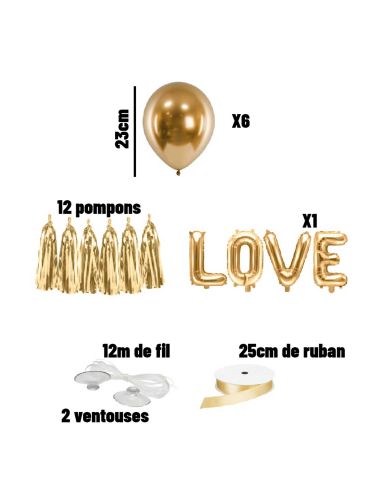 Kit de Décoration de Voiture Mariage - Ballons - Guirlande