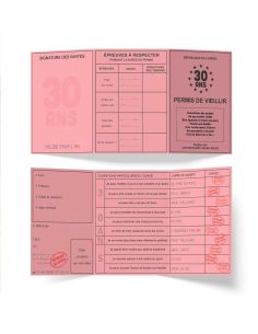 Faux Permis Humoristique 30 ans "Permis de Vieillir" - Dimensions : 44 x 20,5 cm
