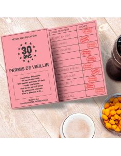 Faux Permis Humoristique 30 ans "Permis de Vieillir" - Dimensions : 44 x 20,5 cm 2