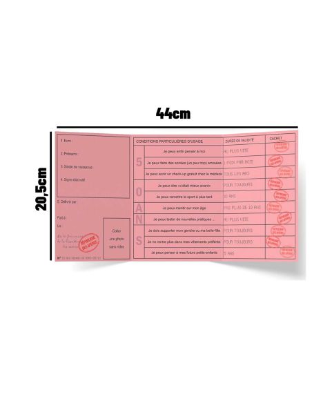 Faux Permis Humoristique 50 ans "Permis du Demi-Siècle" - Dimensions : 44 x 20,5 cm