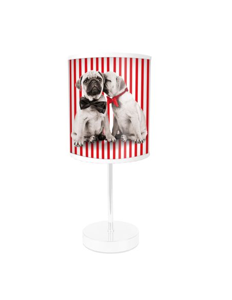 Lampe de Chevet Chiens Rayures Rouges - Dimensions : 32 x 12 cm