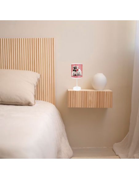 Lampe de Chevet Chiens Rayures Rouges - Dimensions : 32 x 12 cm