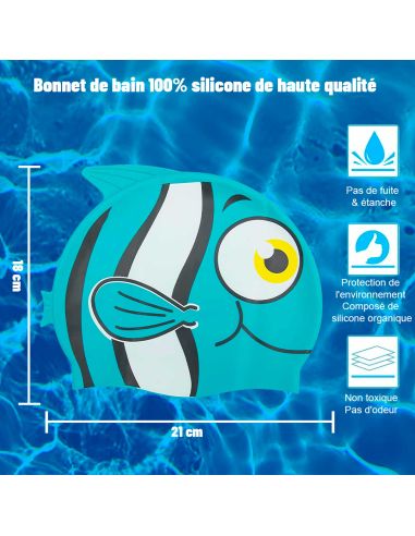 Bonnet de Bain Poisson - 3 Couleurs différentes