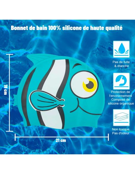 Bonnet de Bain Poisson - 3 Couleurs différentes