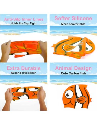 Bonnet de Bain Poisson - 3 Couleurs différentes