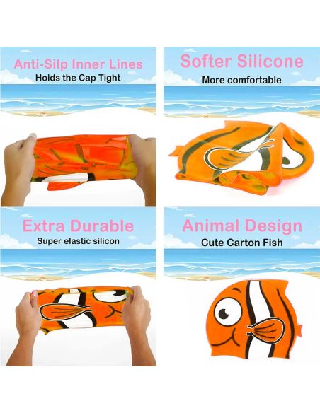 Bonnet de Bain Poisson - 3 Couleurs différentes