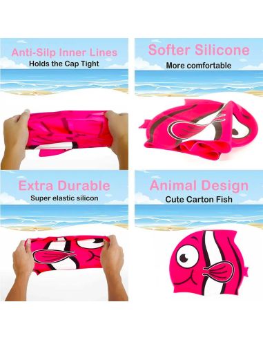 Bonnet de Bain Poisson - 3 Couleurs différentes