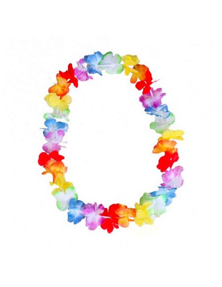 Pack Hawaïen Chapeau de Paille et Collier à Fleurs en Tissu