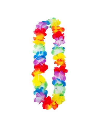 Pack Hawaïen Chapeau de Paille et Collier à Fleurs en Tissu