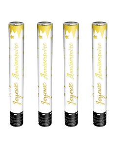 Pack de 4 Canons à Confetti Etoiles Party Chic Party "Joyeux Anniversaire"