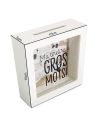 Tirelire en Bois " Gros Mots ! " - Dimensions : 15 x 15 x 5 cm
