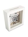 Tirelire en Bois " Gros Mots ! " - Dimensions : 15 x 15 x 5 cm