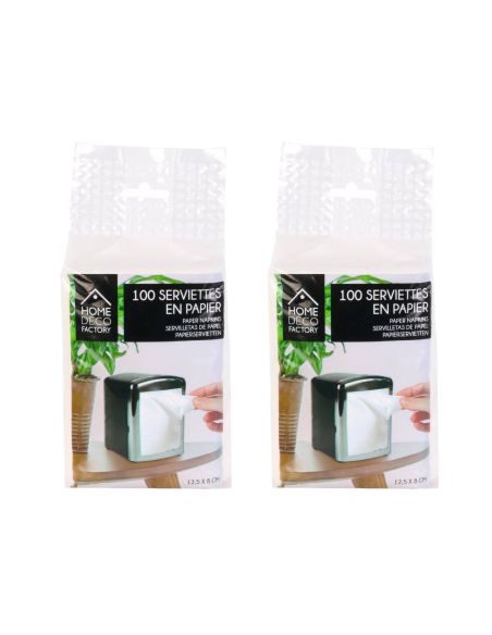 2 Packs de 100 Serviettes En Papier Pour Distributeur de serviettes / Dimension : 12 x 8 cm