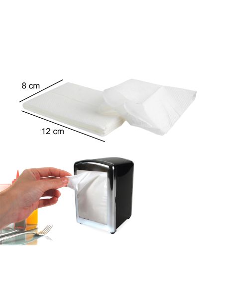 Pack Distributeur de Serviettes en Métal + 200 Serviettes En Papier - Dimension : 12 x 8 cm