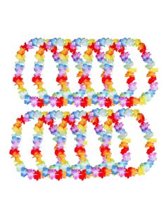Pack de 10 Colliers hawaïens à Fleurs en Tissu Multicolore