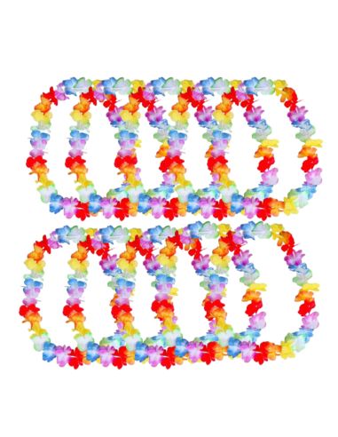 Pack de 10 Colliers hawaïens à Fleurs en Tissu Multicolore