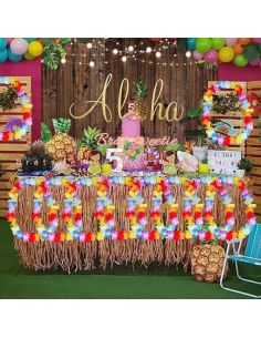 Pack de 10 Colliers hawaïens à Fleurs en Tissu Multicolore 2