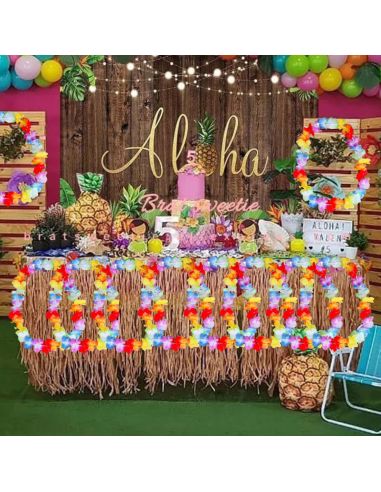 Pack de 10 Colliers hawaïens à Fleurs en Tissu Multicolore