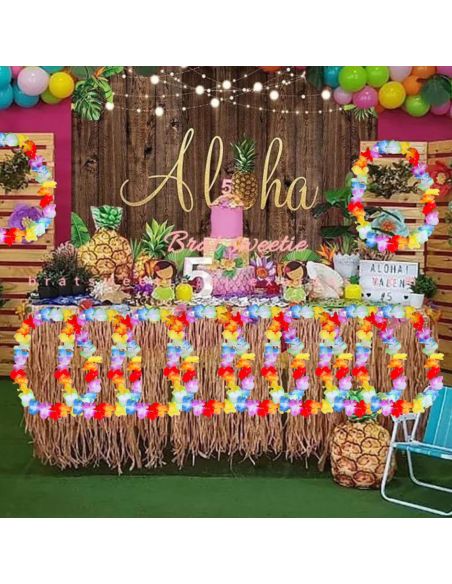 Pack de 10 Colliers hawaïens à Fleurs en Tissu Multicolore