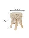 Tabouret Boho Beige - Dimensions 42 x 32 x 32 cm
