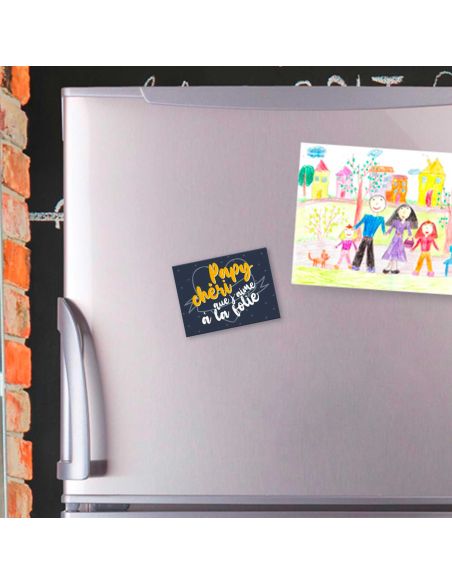 Magnet "Papy chéri que j'aime à la folie" - Dimensions : 8 x 6 cm