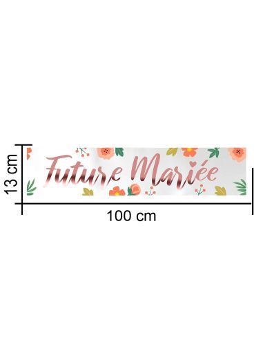 Écharpe "Future Mariée" avec Fleurs Imprimées - Dimensions 100 x 13 cm