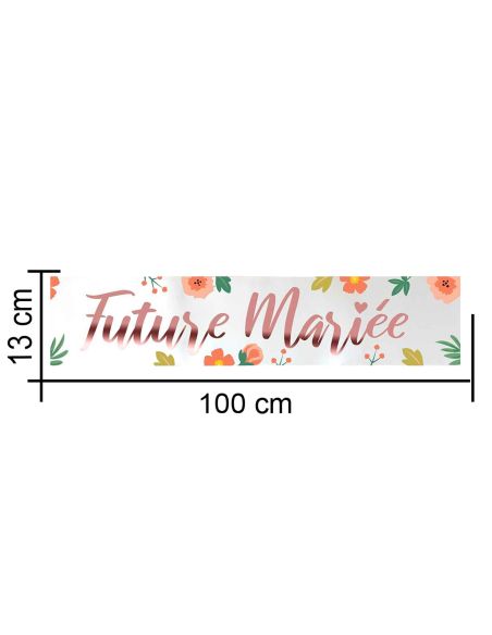 Écharpe "Future Mariée" avec Fleurs Imprimées - Dimensions 100 x 13 cm