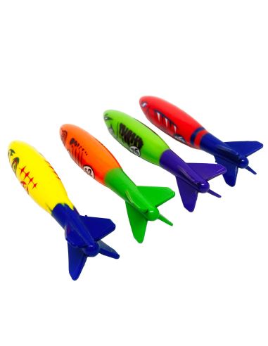 Jeu Aquatique - 4 Torpilles Lestées - Dimensions : 13 x 2 cm