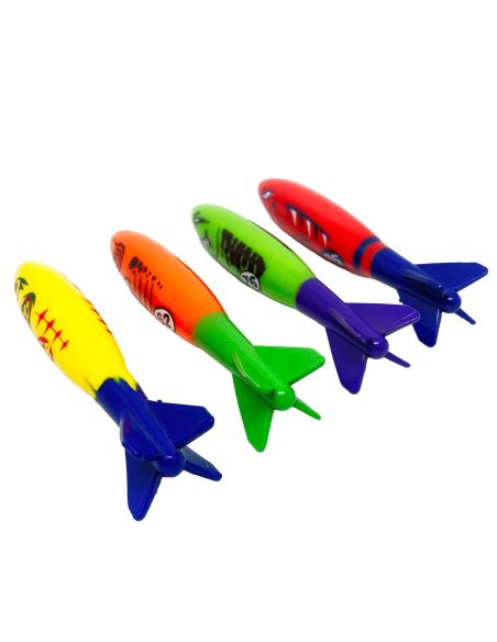 Jeu Aquatique - 4 Torpilles Lestées - Dimensions : 13 x 2 cm