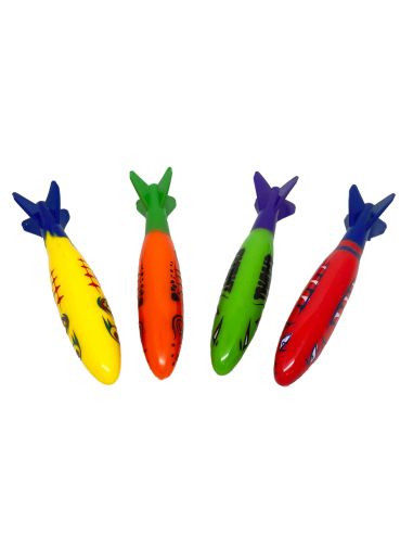 Jeu Aquatique - 4 Torpilles Lestées - Dimensions : 13 x 2 cm