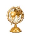 Globe Terrestre en Métal Doré - Dimensions : 20,5 x 19 x 29 cm