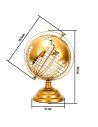 Globe Terrestre en Métal Doré - Dimensions : 20,5 x 19 x 29 cm