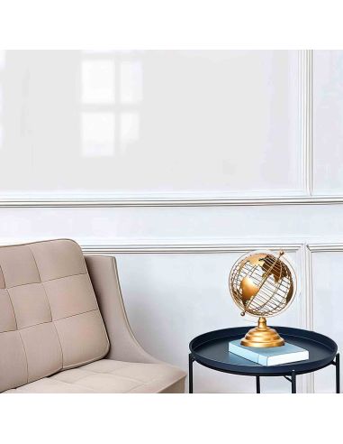 Globe Terrestre en Métal Doré - Dimensions : 20,5 x 19 x 29 cm