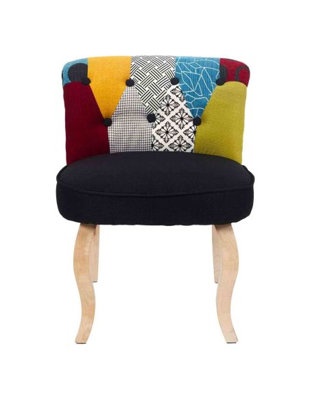 Fauteuil Patchwork Design "Eleonor" - Dimension : 60 x 54 x 68 cm