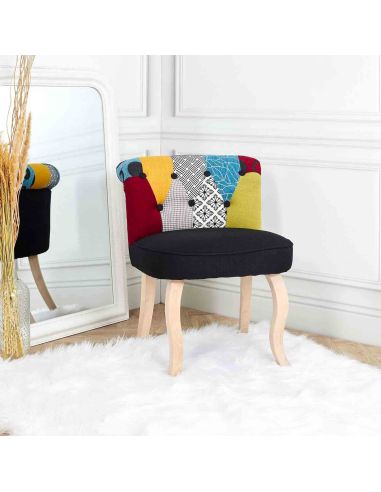 Fauteuil Patchwork Design "Eleonor" - Dimension : 60 x 54 x 68 cm