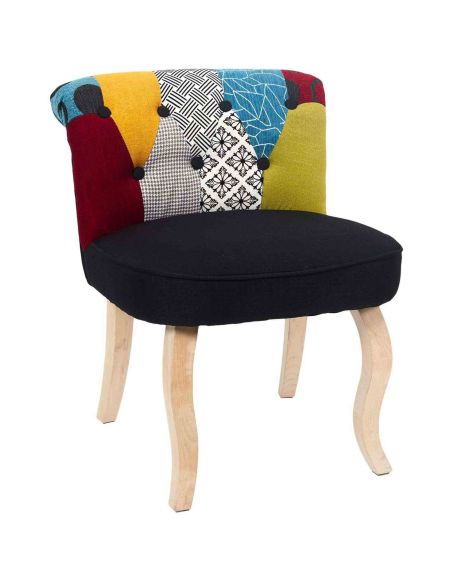 Fauteuil Patchwork Design "Eleonor" - Dimension : 60 x 54 x 68 cm
