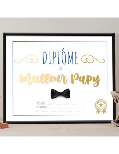 Cadre Diplôme du Meilleur Papy - Dimensions :  25,5 x 21 x 1,5 cm