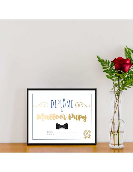Cadre Diplôme du Meilleur Papy - Dimensions :  25,5 x 21 x 1,5 cm