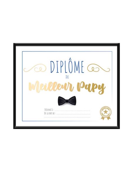 Cadre Diplôme du Meilleur Papy - Dimensions :  25,5 x 21 x 1,5 cm