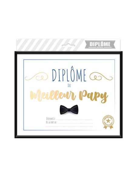 Cadre Diplôme du Meilleur Papy - Dimensions :  25,5 x 21 x 1,5 cm