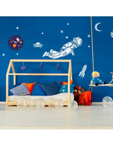 Horloge Murale Fusée Enfant - Diamètre 30 cm
