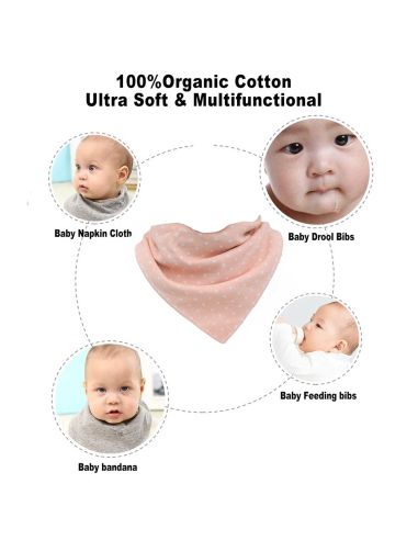 Lot de 2 Bavoir Bandana Bébé - Taille unique - Coloris au choix